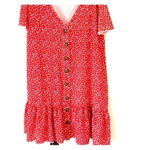 Red Floral Ruffle Mini Dress